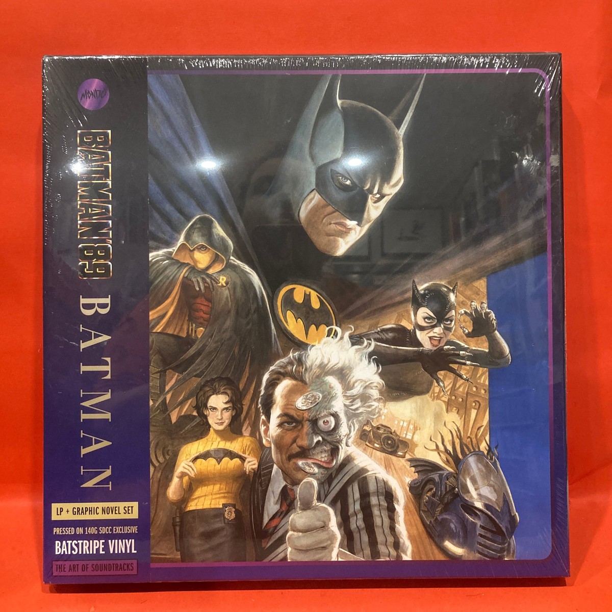 BATMAN '89 - LP + GRAPHIC NOVEL - "BATSTRIPE" COLOURED VINYL SOUNDTRACK BOX SET (NEW SEALED) MONDO D.C.